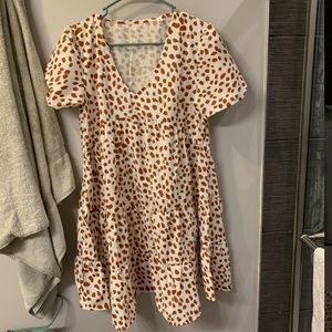 All Over Print Ruffle Hem Smock Dress